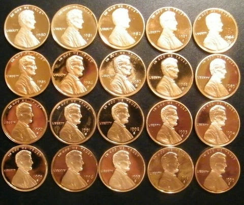 1980~1999 S Lincoln Penny Gem Proof Run 20 Coin Decade Set US Mint Lot Cover