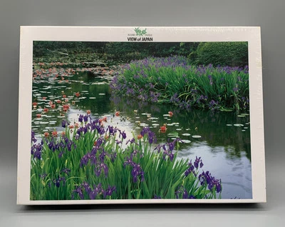 Yanoman View of Japan Vintage Puzzle Purple Irises & Water Lily Pads , 750 Piece - Image 1 of 4