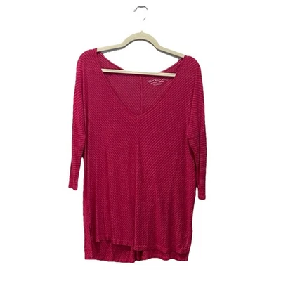 Top completo Beyond Yoga Live talla XS rosa gris rayas finas manga 3/4 cuello en V Foto 1 de 4