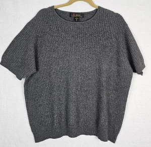 Erdos Womens 2X Cashmere Short Sleeve Sweater Cable Knit Gray Luxury Old Money - Picture 1 of 5