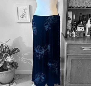 RESERVED UNTIL 28/08 Laura Ashley Vintage Gothic Feather Velvet Maxi Skirt - Picture 1 of 6