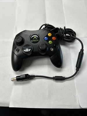 Probado Original Xbox OEM Tipo Duke Negro OG Controlador con Cable Breakaway Foto 1 de 4