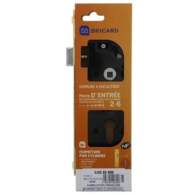 Bricard Serrure monopoint à encastrer. NF. Axe 50mm. Têtière laitonné. Neuf - Photo 1/4