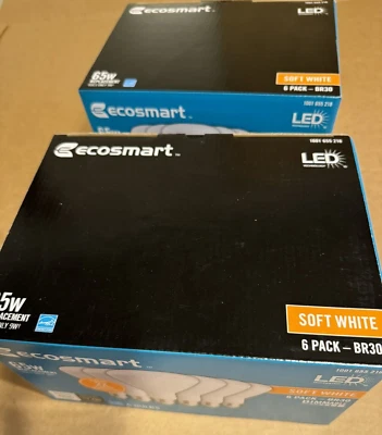 2-Lot- NEW Ecosmart 6 Pack LED 65w BR30 Indoor Light Bulbs Dimmable 2700K - Image 1 of 4