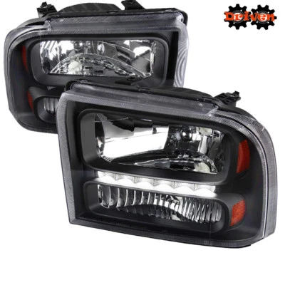 05-07 Ford F250 F350 Super Duty Carcasa Negra Faros Ámbar Reflector LED DRL Foto 1 de 3