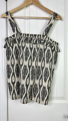 Regata feminina J Crew Ikat estampa babado flutuante G6744 tamanho 6 boho praia Lagen - Imagem 1 de 4