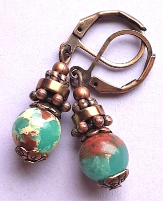 SEDIMENTO MARINO JASPE gota COBRE HEMATITA palanca trasero hecho a mano XGE Foto 1 de 4