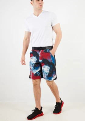 Pantalones cortos de tabla Reebok negros/multicolor pequeños para hombre Foto 1 de 4