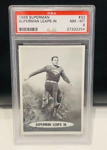 1966 SUPERMAN #33 Card PSA 8 Superman Leads In Trading Card Classic Scene - Picture 1 of 2