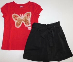 Epic Threads & Monteau Girl T-Shirt Shorts Red Black SIZE S/6 Lace Glitter NEW - Picture 1 of 6