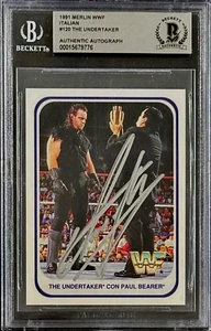 The Undertaker Signed 1991 Merlin WWF Italian RC Card #120 Beckett 15679776 Silv - Picture 1 of 2
