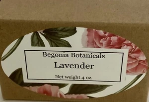 Begonia Botanicals Organic Soap Bar 4oz. Lavender Scent Women,Men,Kids Calming - Picture 1 of 2