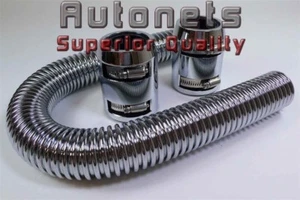 Kit de manguera de radiador de acero inoxidable de 12" tapa de extremo de aluminio cromado caña caliente para ratas - Imagen 1 de 1