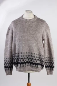 90s Retro Pullover Jumper Designer Round Neck Wool Blended Multi XL-IL1780 - Picture 1 of 4