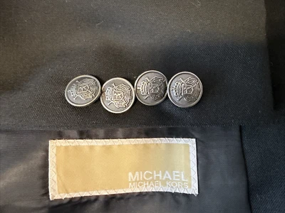 MICHAEL KORS 44L Black  Silver Metal Button Blazer Sport Coat Suit Jacket - Image 1 of 4