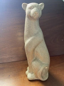 Mikasa Silver Resin Sitting Leapard Figurine, Contemporary Look - Picture 1 of 9
