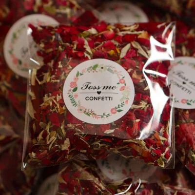 Pétalo de rosa rojo/rosa natural biodegradable suministros de boda pétalo seco bolsa de 10 g Foto 1 de 4