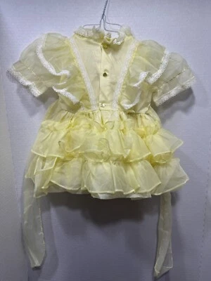 Martha's Miniatures Girls Short Sleeve Ruffled Circle Dress Sz 2T Yellow Pageant - Image 1 of 4