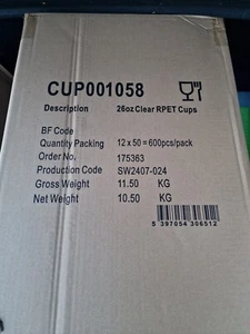 Clear Plastic Glasses 4 Cases Bulk Buy 12 X 50 Sleves Per-case = 2400 - Picture 1 of 1
