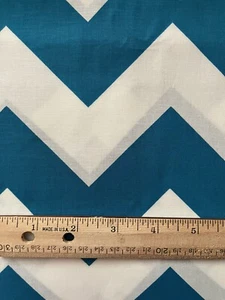 Springs Creative Fabric Cotton 43" x 54" Teal white Chevron Zigzag Stripe F1041 - Picture 1 of 2