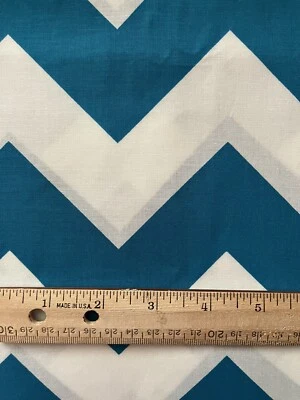 Springs Creative Fabric Cotton 43" x 54" Teal white Chevron Zigzag Stripe F1041 - Image 1 of 2
