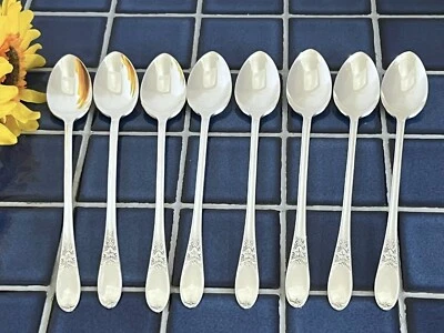 Набор из 8 посеребренных ложек для чая со льдом бордовое шампанское Wm Rogers 1934 - Изображение 1 из 4