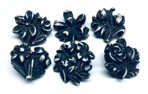 1940’s Goofie Button Set - Black & White Flower Set -Rose, Daisy, Orchid, Tulips Cover