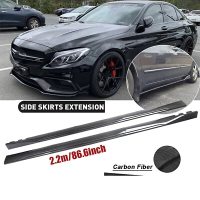 For Mercedes Benz W205 W204 Carbon Fiber 2.2m Side Skirt Rocker Panel Splitter - Image 1 of 4