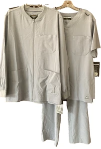 NWT SKECHERS BARCO Scrubs 3 Pc Set Mens M Jacket Pants Top Gray Moonstruck - Picture 1 of 16