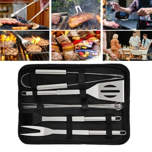 11Pcs BBQ Grill Tools Sets Stainless Grilling Barbecue Accessories Utensils Kit - Picture 1 of 11