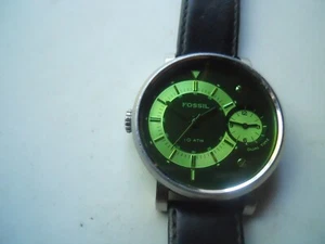 Fossil Dual Mens Blk Leather Quartz,Battery & Water Resistant used Watch.Fs-4339 - Picture 1 of 12