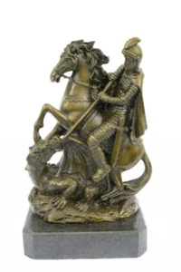 Estatua de San Jorge matando a un dragón escultura patrón cristiano santo regalo bronce - Imagen 1 de 10