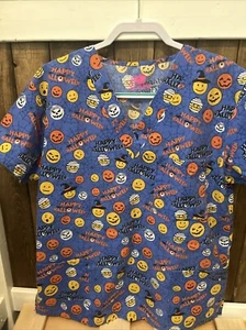 1 Halloween Printed Women’s Scrub Tops - Large. Smoke Free Home And Gently Used. - Picture 1 of 2