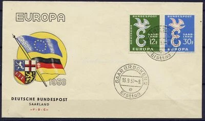 FDC Germany Saarland, 1958. Europe stamps.  - Image 1 of 3