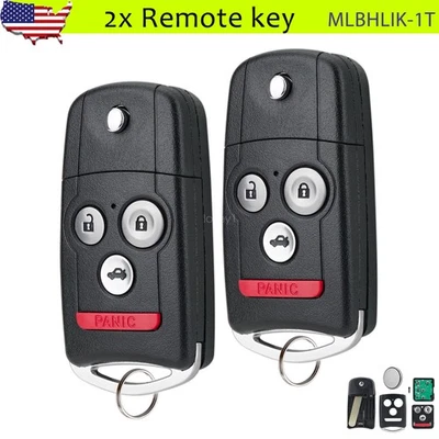 2 Replacement For 2009-2014 Acura TL TSX Flip Remote Key Fob 4 Button MLBHLIK-1T - Image 1 of 4