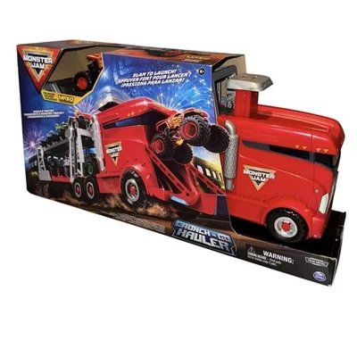 MONSTER JAM 2-IN-1 LAUNCH N GO HAULER PLAYSET & STORAGE WITH MAX-D TRUCK NEW - Image 1 of 4
