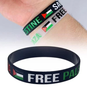 .1-10x White/Black *FREE PALESTINE SAVE GAZA*Silicone Flag Wristband H1V9 - Picture 1 of 30