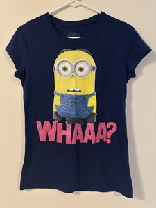 Despicable Me Minions Blue Graphic Shirt w/ Pink Glittery Text Girls Sz XL/16 - Picture 1 of 3