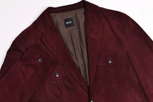 Hugo Boss Carmi Maroon Italian Goat Suede Blazer Jacket 44 R - Picture 1 of 14