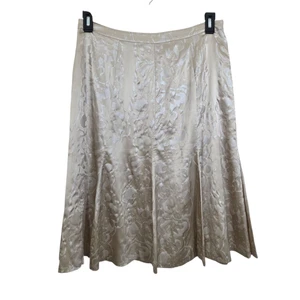 NWT Chico’s Quiet Moments 100% Silk Champagne Floral Skirt Size Large Midi - Picture 1 of 7