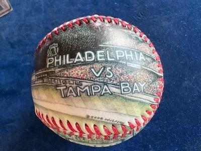 Unique 2008 World Series Baseball Celebrating Phillies Championship vs TB Rays - Image 1 of 4