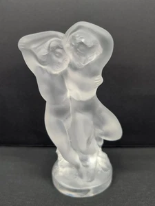 LALIQUE Crystal "Le Faune" Figurine Dancing Nude Lovers Pan (Faun) & Diana - Picture 1 of 17