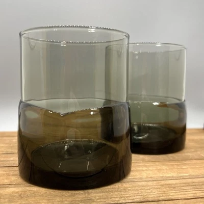 Vintage Pier 1 Mouth Blown Black Double Dip 10 oz Tumblers Rocks Glasses - Pair - Image 1 of 4