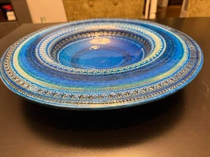 Bitossi Rimini Caricatore Centrotavola Vintage Ceramica Blu Raymor Londi 17 1/2" diametro - Foto 1 di 18