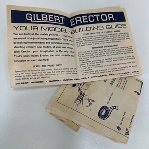 Vintage 50s Gilbert Erector Set Model Building Guide, Parts List Identification - Picture 1 of 5