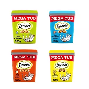 More details for 4 x 350g dreamies mixed cat treats tuna salmon chicken cheese cat biscuits