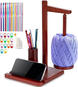 Wooden Yarn Holder for Crocheting Supplies, Knitting Crochet Accessories Gadgets - Picture 1 of 11
