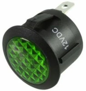 ILLUMINATED GREEN INDICATOR LAMP 12V TEST PANEL CAMPER VAN MOTORHOME ROUND LED - Picture 1 of 2