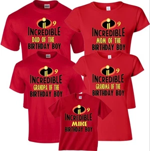 The Incredible Birthday Mom Dad Family Birthday Boy Girl Customized RED TShirts - Picture 1 of 5