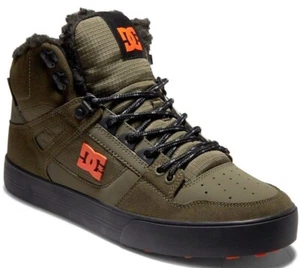 DC Pure High Top WC WNT Olive Orange Mens Leather Hi Trainers - Picture 1 of 5